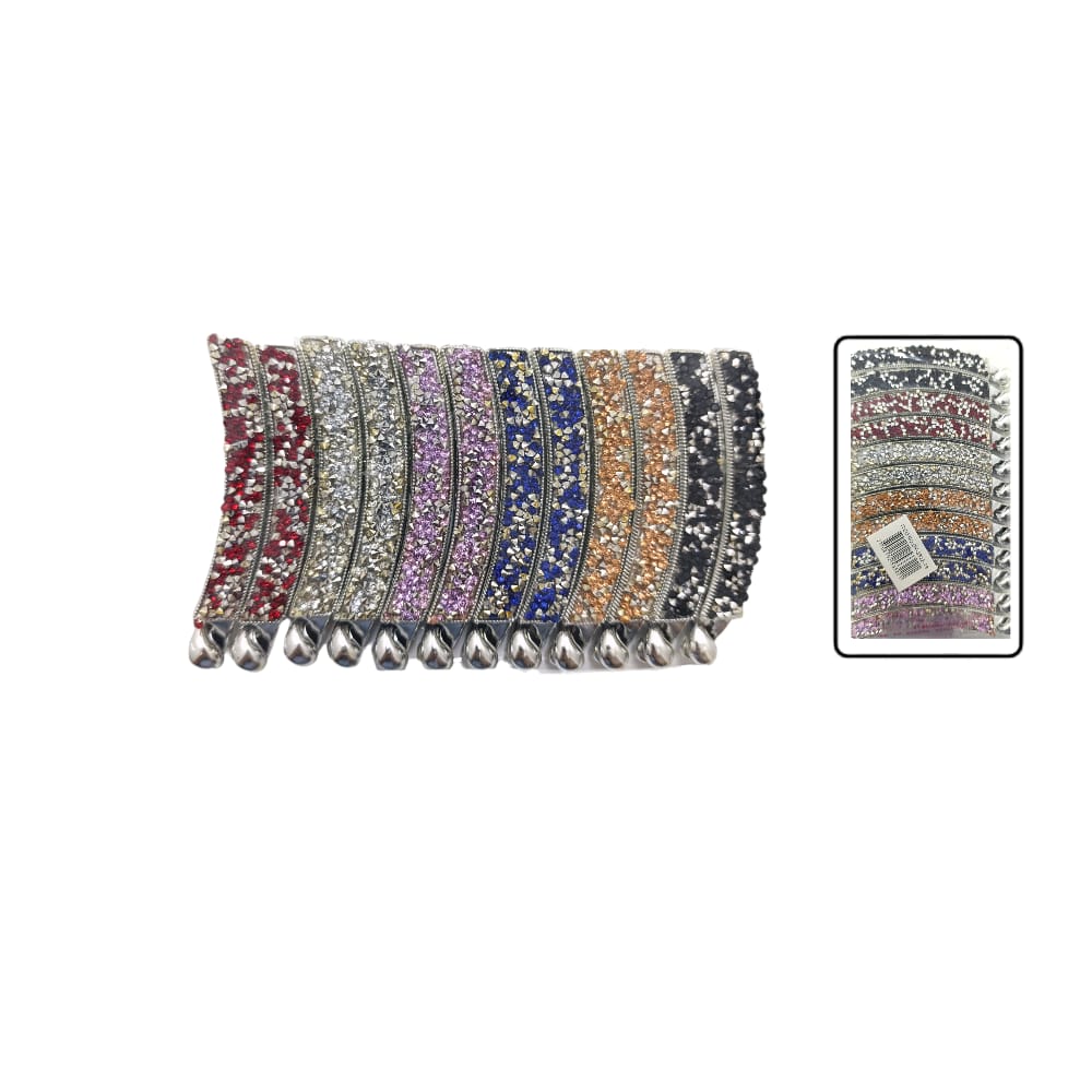 GANCHO BANANA PLATEADO PIEDRAS DK-3322-19 (PQX12)