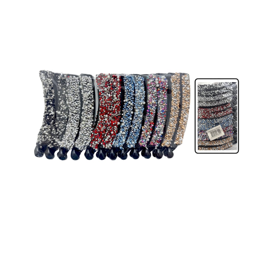 GANCHO BANANA NEGRO PIEDRAS COLORES DK-3322-5 (PQX12)