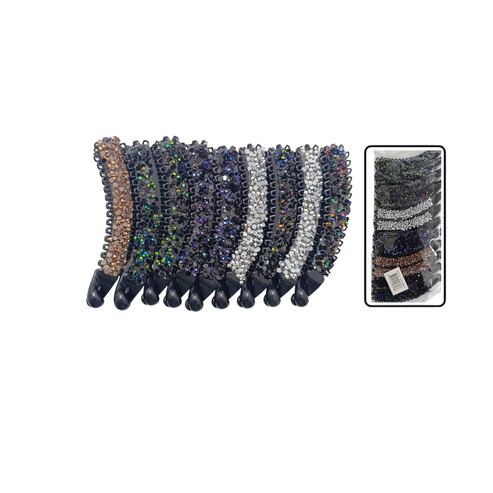 GANCHO BANANA MD NEGRA PIEDRAS DK-3323-2 (PQX12)
