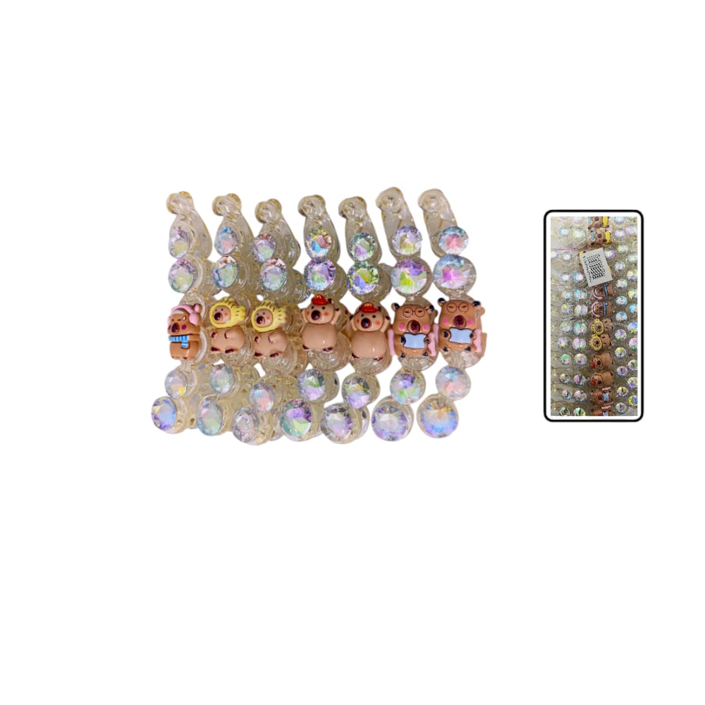 GANCHO BANANA GD PERLA TRASLUCIDA APLIQUE CAPIBARA DK-3327-2 (PQX12)