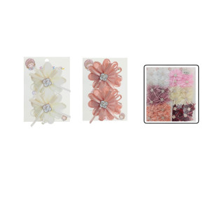 PINZA MOÑO X2 APLIQUE ROSA DK-3467-4 (PQTX12)