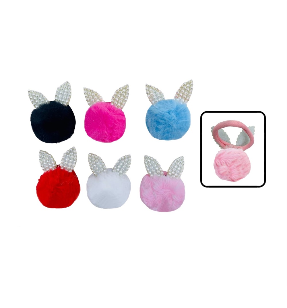 COLERO POMPOM PASTEL OREJAS PERLA L1750-2 (PQTX2)
