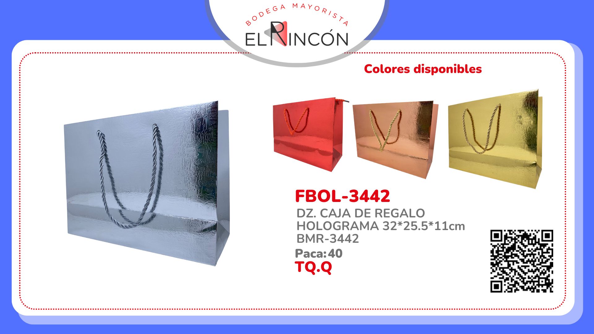 DZ. CAJA DE REGALO HOLOGRAMA 32*25.5*11cm BMR-3442