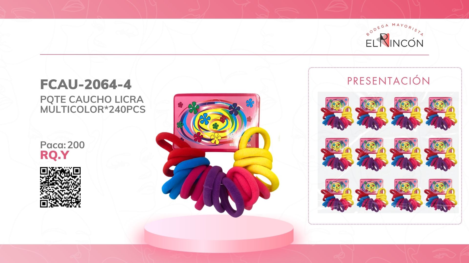 PQTE CAUCHO LICRA MULTICOLOR*240PCS BMR-2064-4