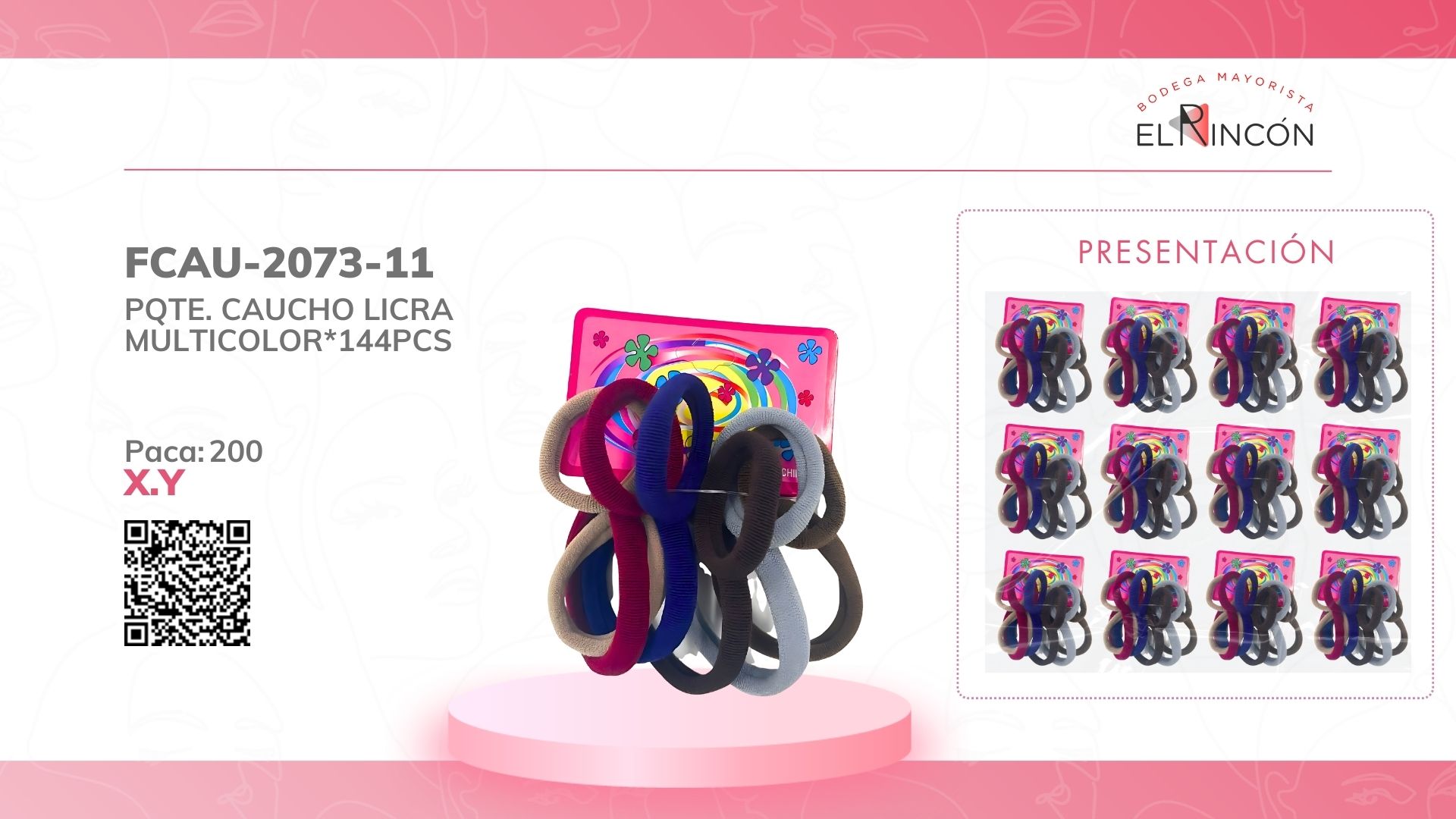 PQTE. CAUCHO LICRA MULTICOLOR*144PCS BMR-2073-11