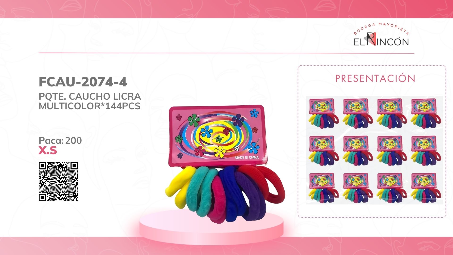 PQTE. CAUCHO LICRA MULTICOLOR*144PCS BMR-2074-4