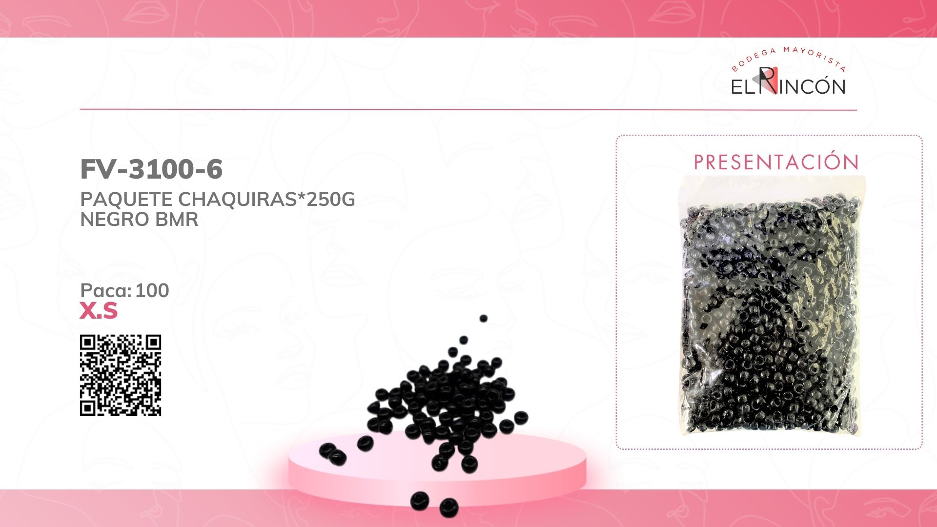 PAQUETE CHAQUIRAS*250G NEGRO BMR-3100-6