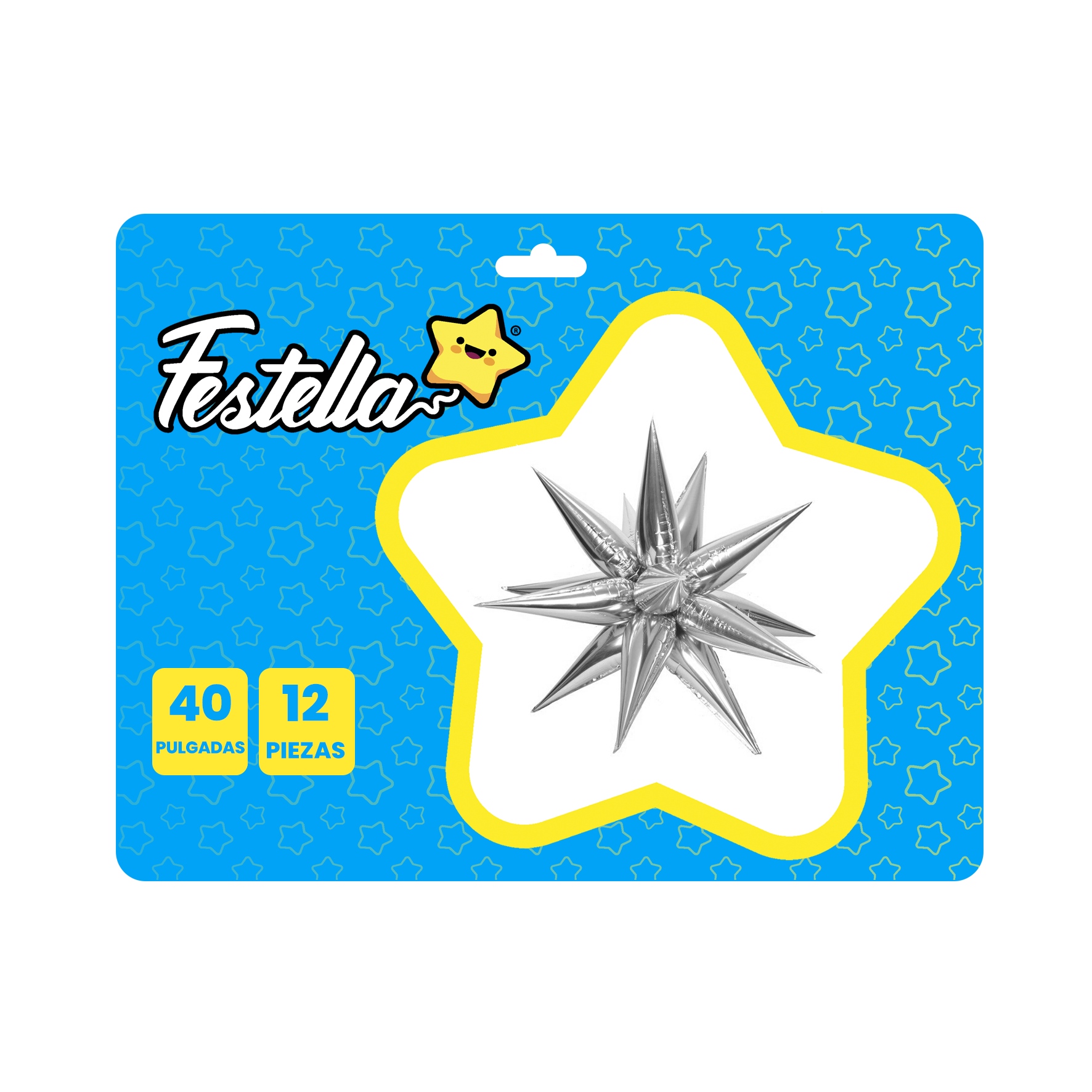 GLOBO ESTRELLA X12 PIEZAS PLATEADO 40"(PQTX12)