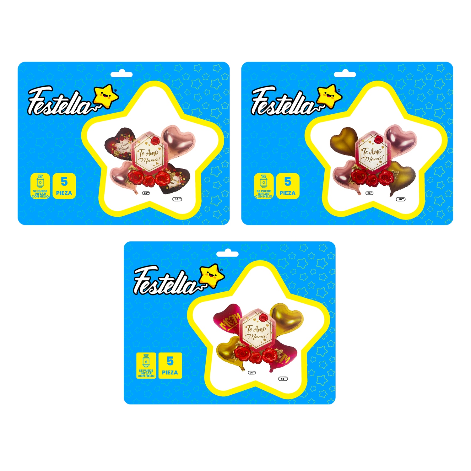 KIT GLOBO TE AMO MAMA X5 (PQTX12)