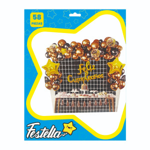 KIT GLOBO ORGANICO FELIZ CUMPLEAÑOS X58PCS (PQTX10)