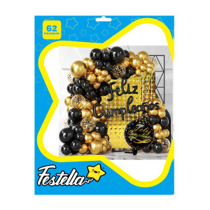 KIT GLOBO ORGANICO FELIZ CUMPLEAÑOS X62PCS (PQTX12)