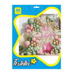 KIT GLOBO ORGANICO ESTRELLA FELIZ CUMPLEAÑOS X60PCS (PQTX12)