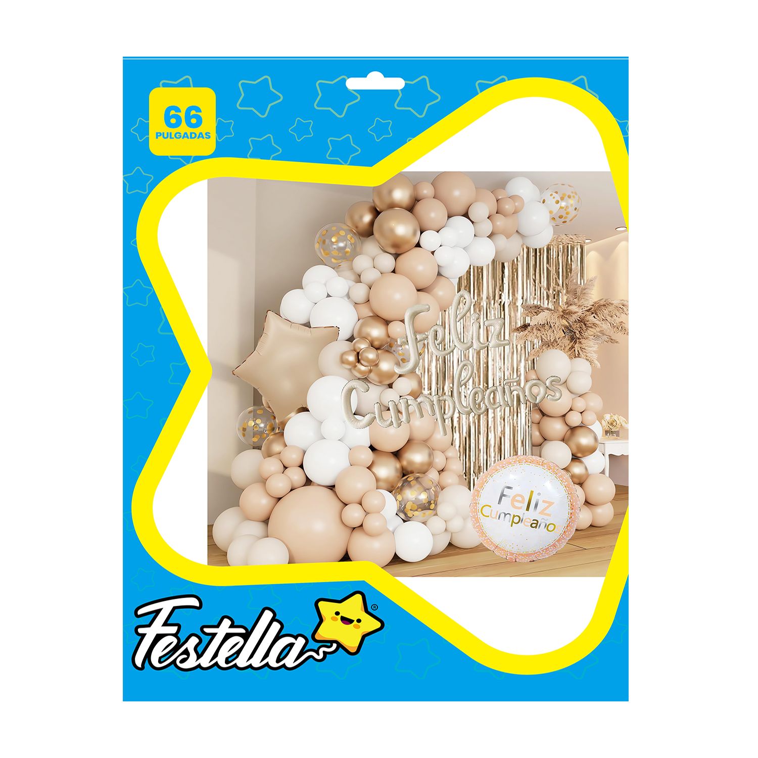 KIT GLOBO ORGANICO FELIZ CUMPLEAÑOS X66PCS (PQTX12)