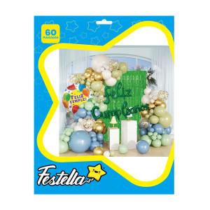 KIT GLOBO ORGANICO FELIZ CUMPLEAÑOS X60PCS (PQTX12)