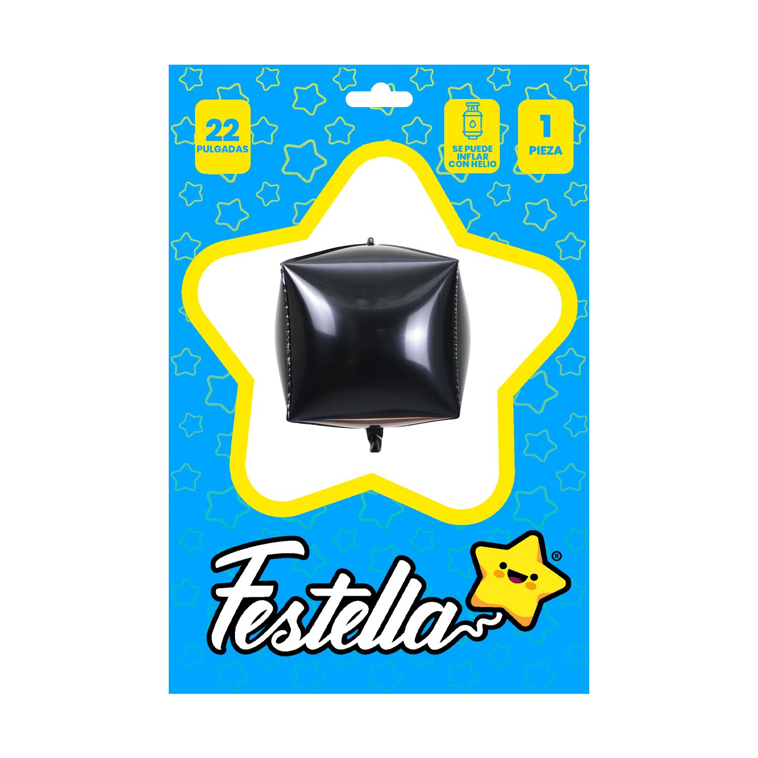 GLOBO CUADRADO NEGRO 22" (PQTX25)