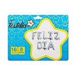GLOBO FELIZ DIA PLATEADO.