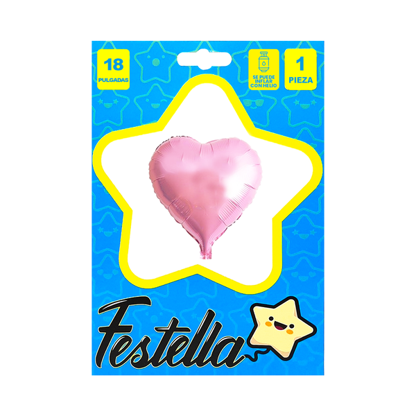 GLOBO CORAZON ROSADO CARTON 18" (PQTX25)