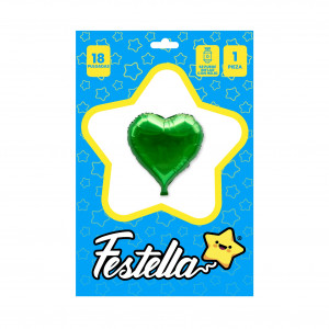 GLOBO CORAZON VERDE CARTON 18" *¨