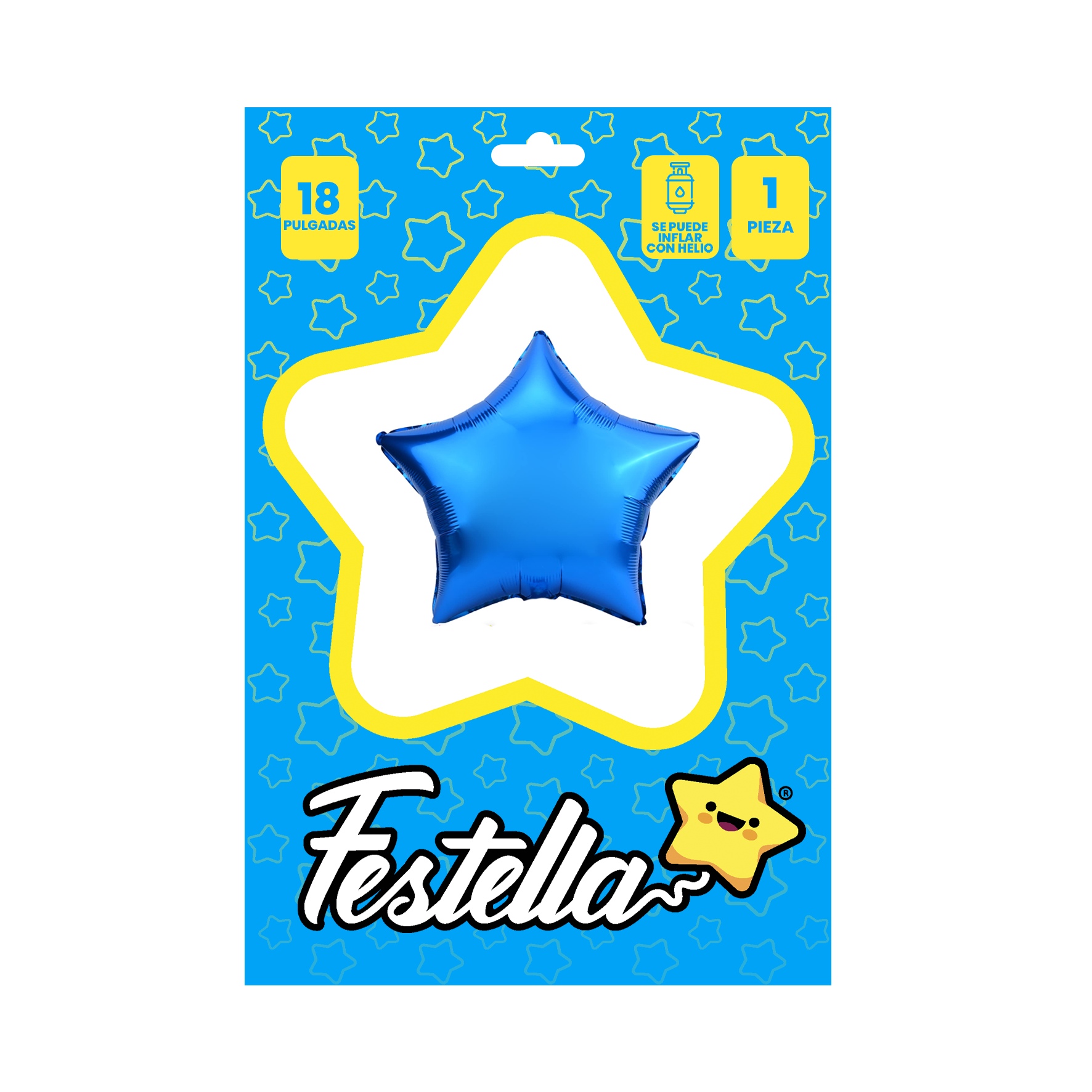 GLOBO ESTRELLA AZUL CARTON 18"(PQTX25)