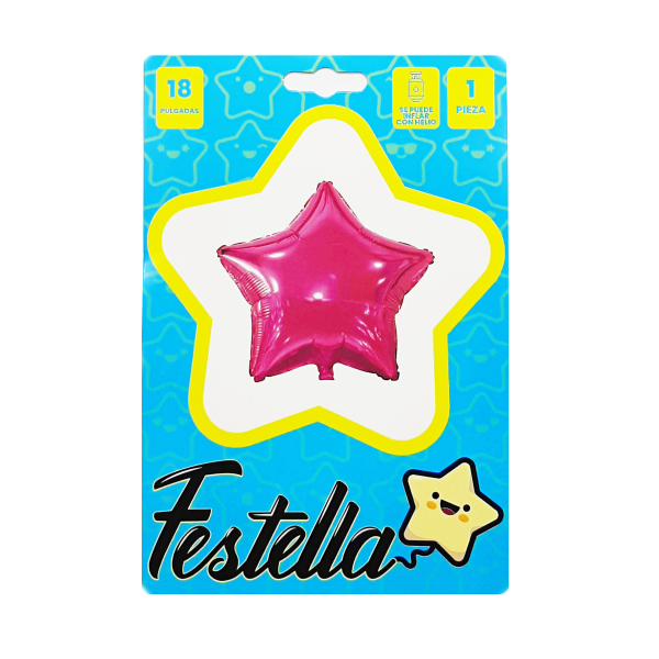 GLOBO ESTRELLA FUCSIA CARTON 18"(PQTX25)