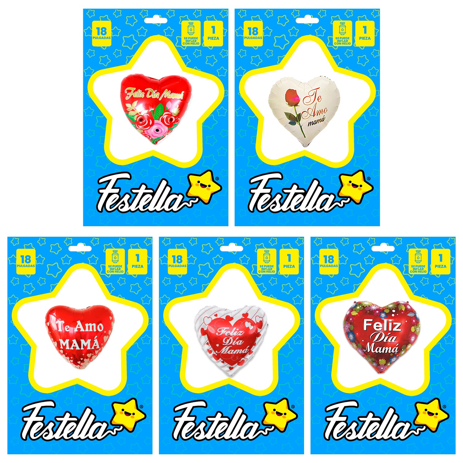 GLOBO CORAZON FELIZ DIA MAMA 18"