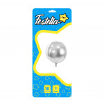 GLOBO REDONDO PLATEADO 10"(PQTX25)
