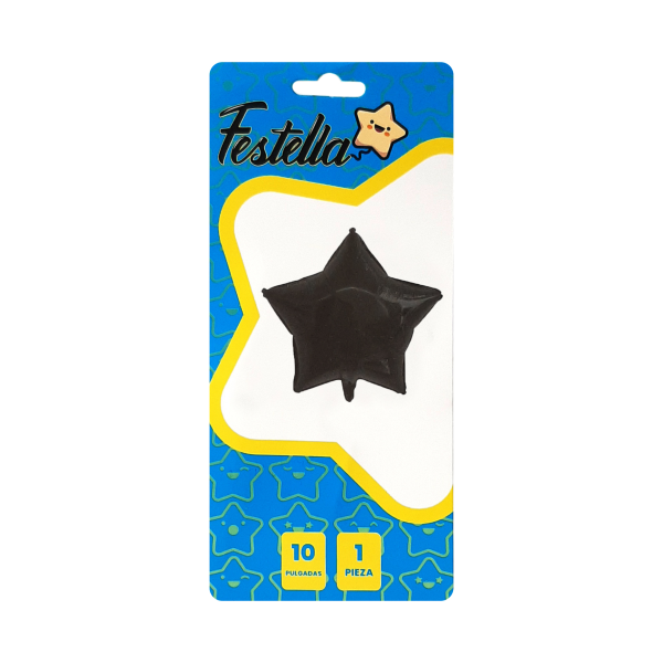 GLOBO ESTRELLA NEGRO 10" CARTON *(PQTX25)