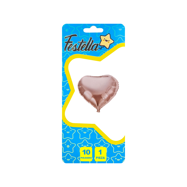 GLOBO CORAZON PALO ROSA 10" CARTON (PQTX25)