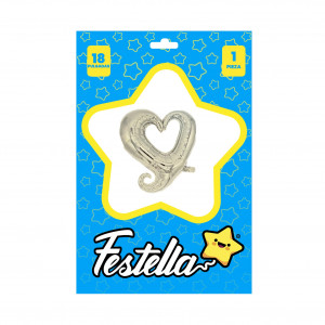 GLOBO CORAZON PLATEADO 18"(PQTX25)