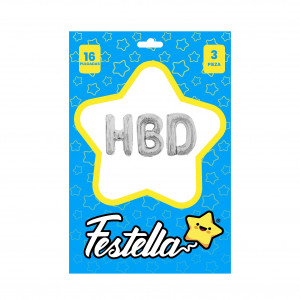 KIT GLOBO HBD 16" PLATEADO(PQTX12)