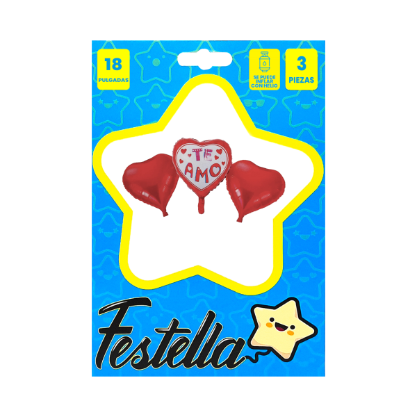KIT DE GLOBOS TE AMO X3 PCS.(PQTX12)