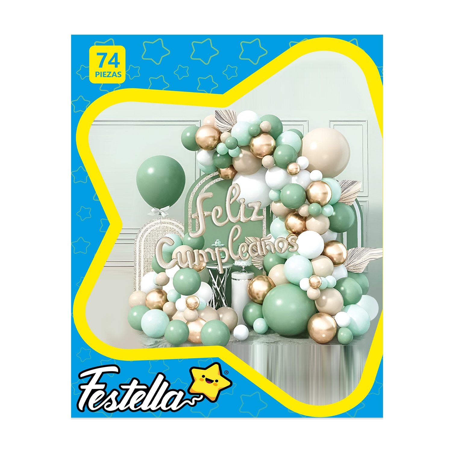 KIT GLOBO ORGANICO FELIZ CUMPLEAÑOS X74 (PQTX5)