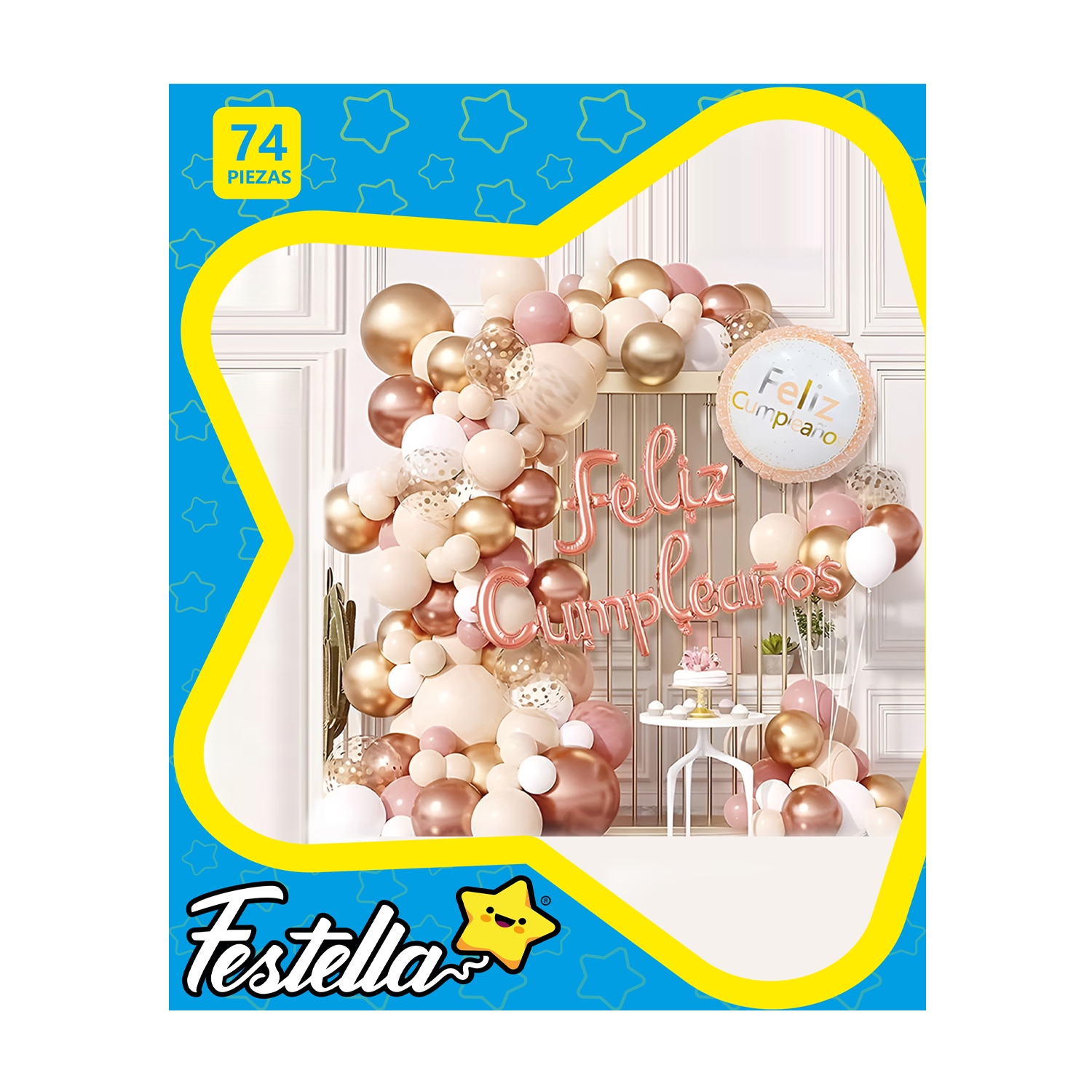 KIT GLOBO ORGANICO FELIZ CUMPLEAÑOS X74 (PQTX5)