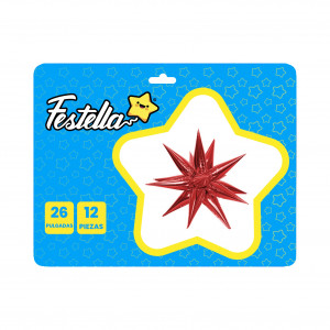 GLOBO ESTRELLA X12 PIEZAS ROJO 26"