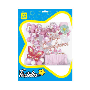 KIT GLOBO ORGANICO FIGURAS FELIZ CUMPLEAÑOS X72 (PQTX5)