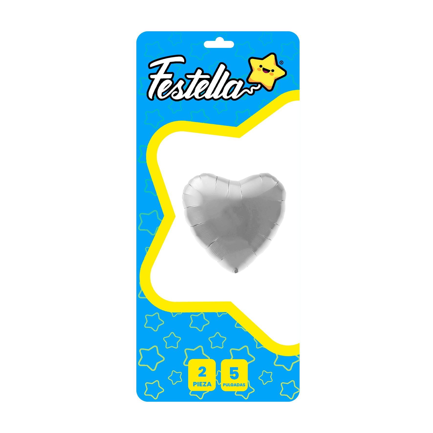 GLOBO CORAZON PLATEADO 5" X2¨.(PQTX25)