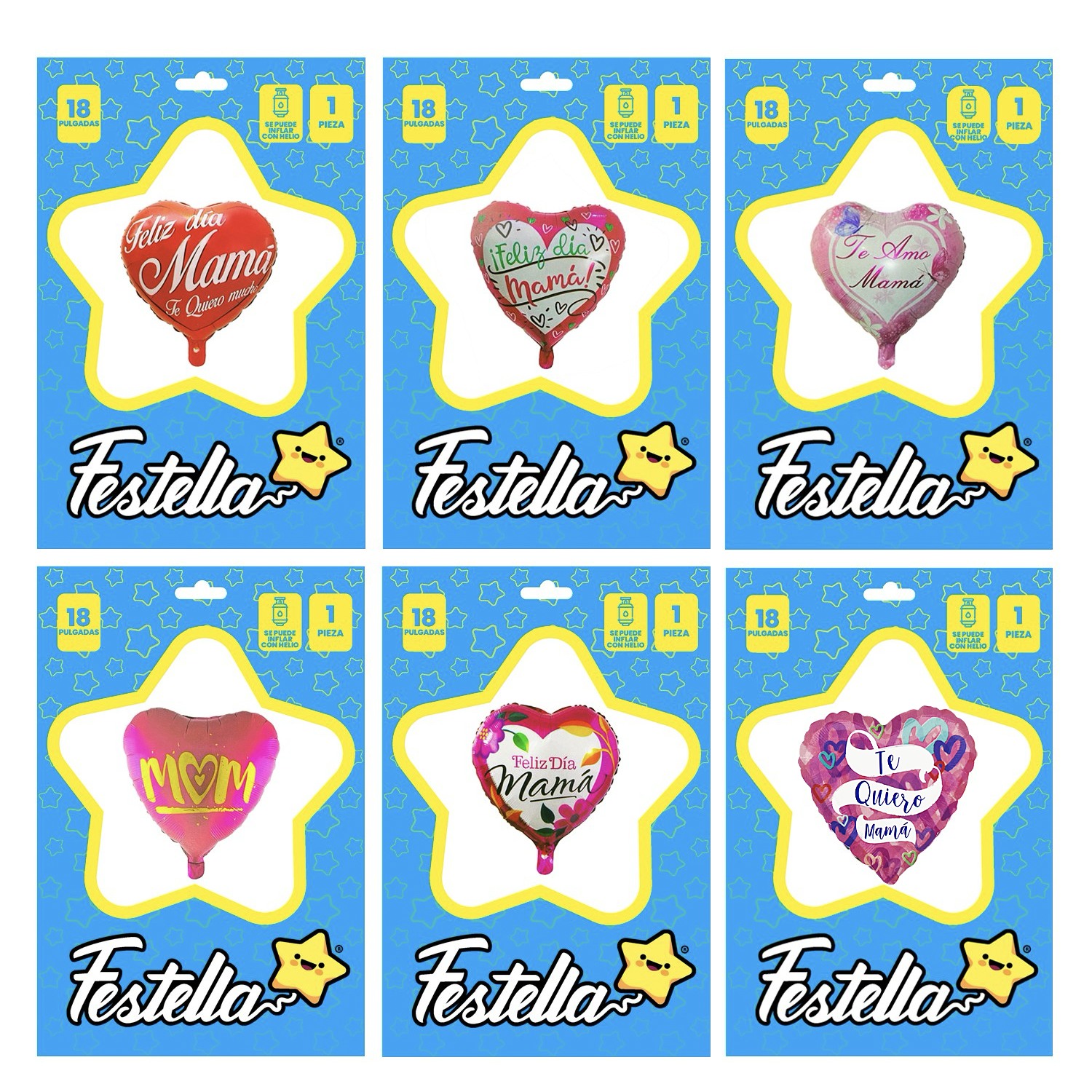 GLOBO CORAZON TE AMO MAMA 18"(PQTX25)