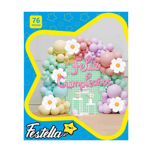 KIT GLOBO ORGANICO FLORES FELIZ CUMPLEAÑOS (PQTX5)