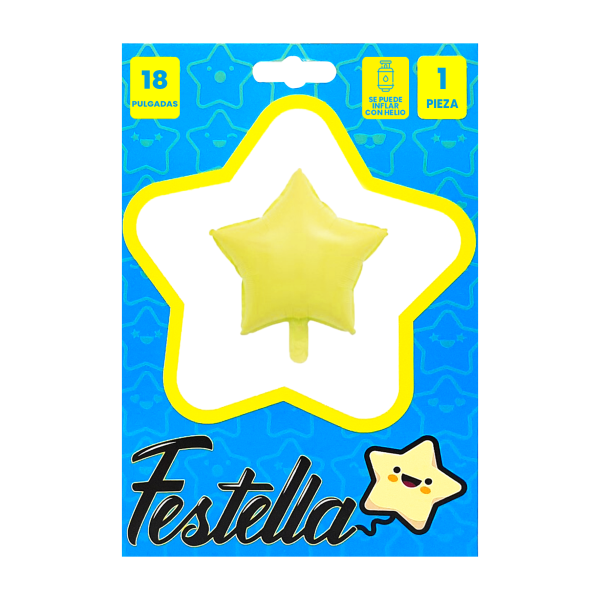GLOBO ESTRELLA PASTEL 18" AMARILLO,