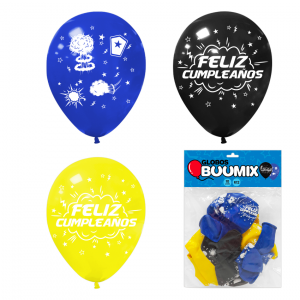 GLOBO DE LATEX COMICS FELIZ CUMPLEAÑOS R12X10 AM-A-N (PQTX12)´