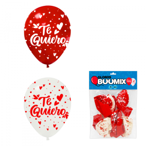 GLOBO DE LATEX TE QUIERO R12X10 R-B (PQTX12)