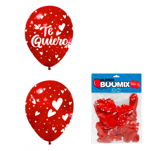 GLOBO DE LATEX TE QUIERO R12X10 ROJO (PQTX12)