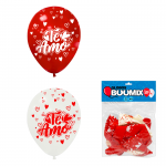 GLOBO DE LATEX TE AMO R12X10 R-B (PQTX12)