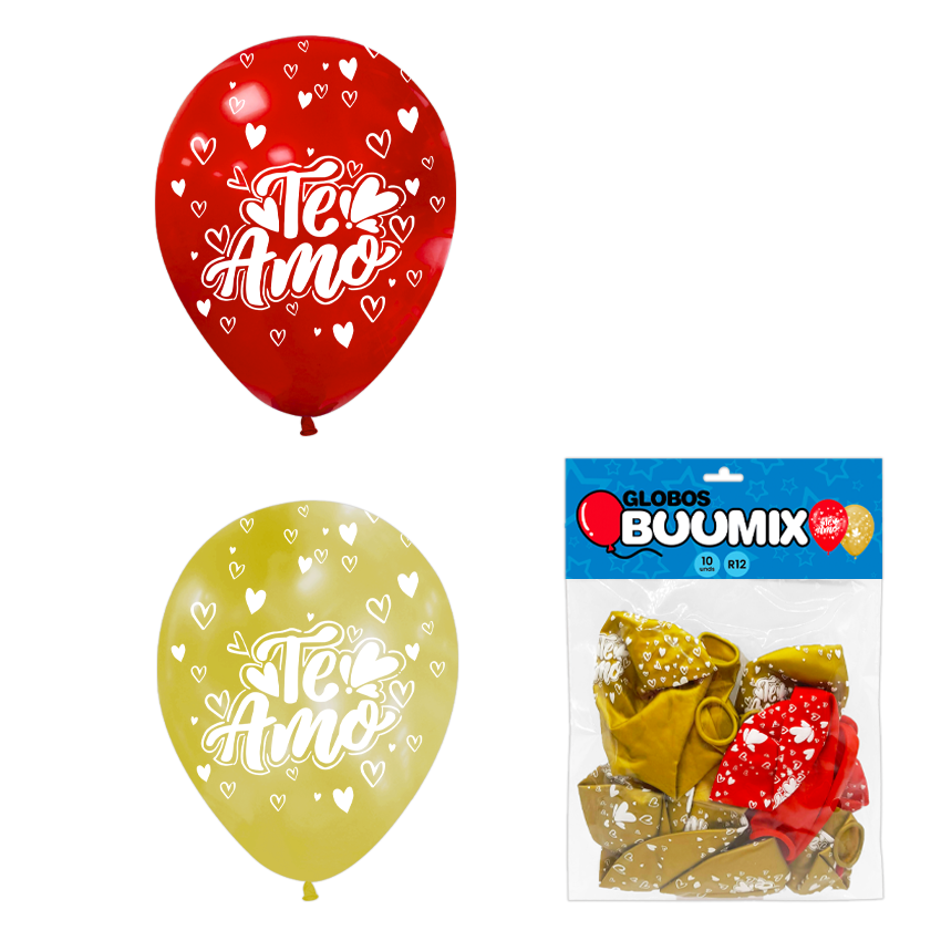 GLOBO DE LATEX TE AMO R12 X10 R-D (PQTX12)