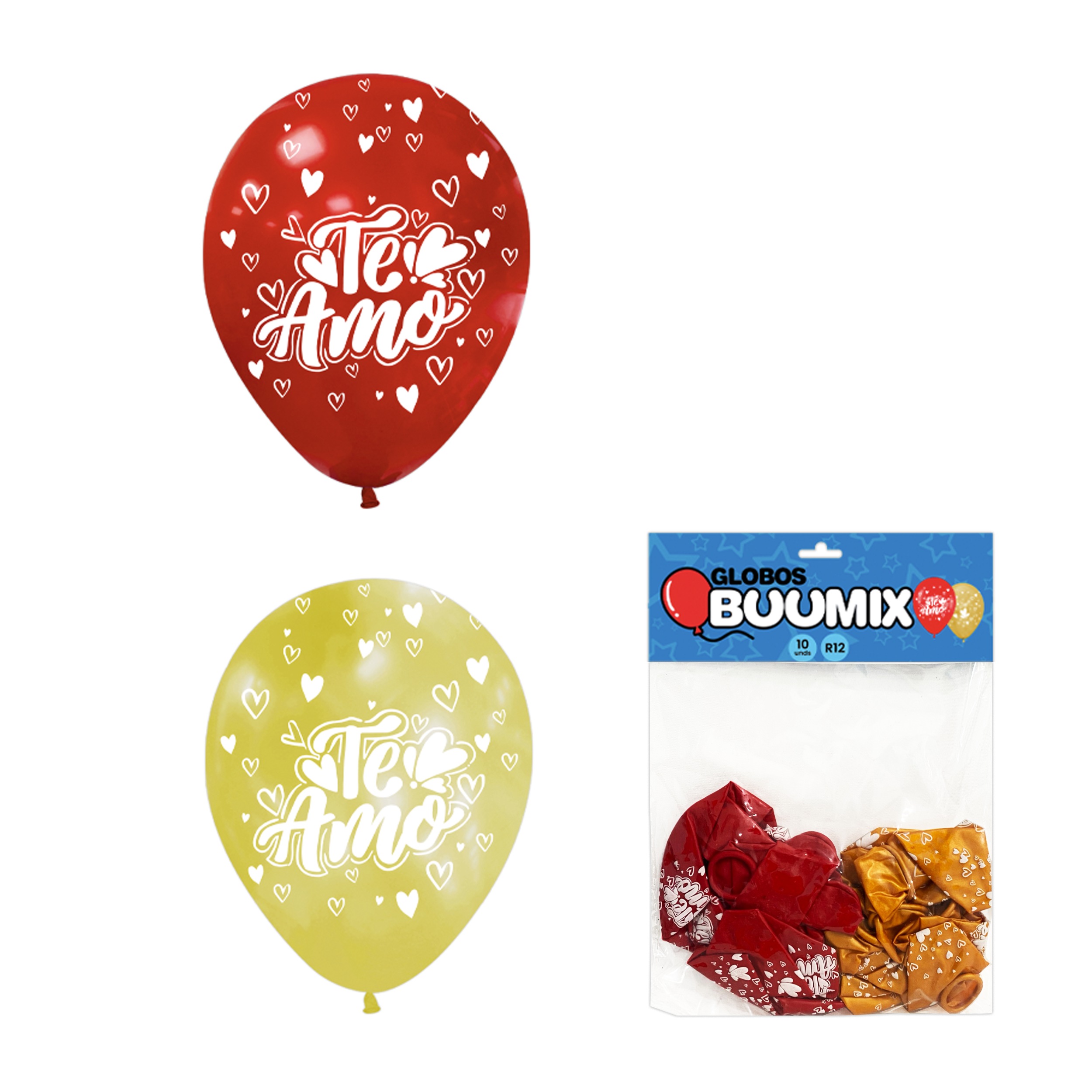 GLOBO DE LATEX TE AMO R12 X10 R-D (PQTX12)