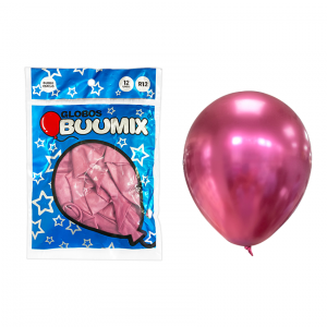 GLOBO DE LATEX ESPEJO FUCSIA R12X12 (PQTX12)´