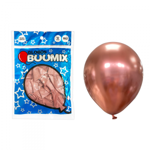 GLOBO DE LATEX ESPEJO PALO ROSA R12X12 (PQTX12)´