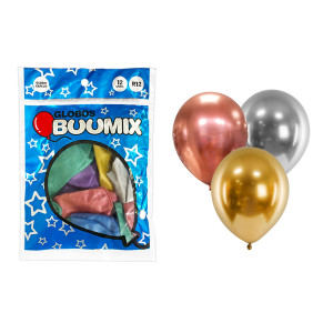 GLOBO DE LATEX ESPEJO SURTIDO R12X12 (PQTX12)´
