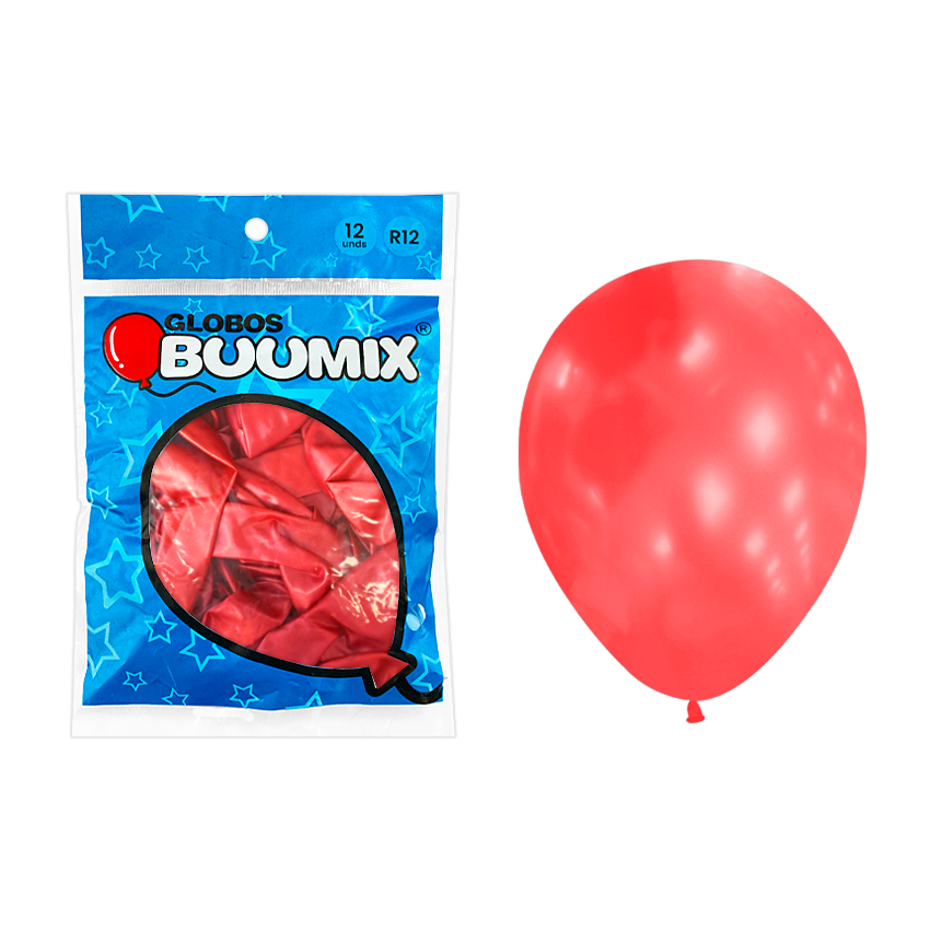 GLOBO DE LATEX SATINADO ROJO R12 X12 (PQTX12)