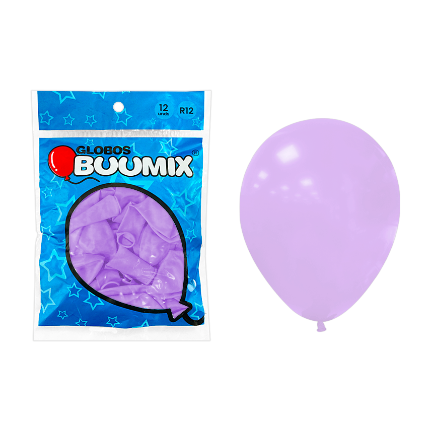 GLOBO DE LATEX MORADO PASTEL R12X12 (PQTX12)´
